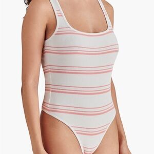 NWT Steve Madden Pink & White Ribbed Bodysuit